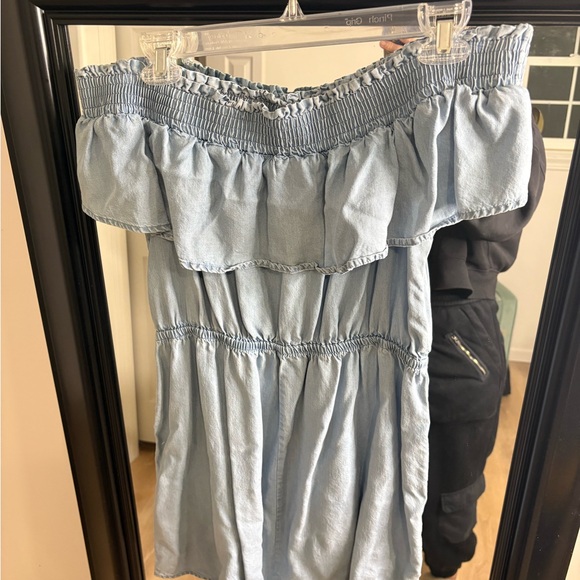 Express Off-Shoulder Chambray Mini Dress : sz S - Picture 4 of 5